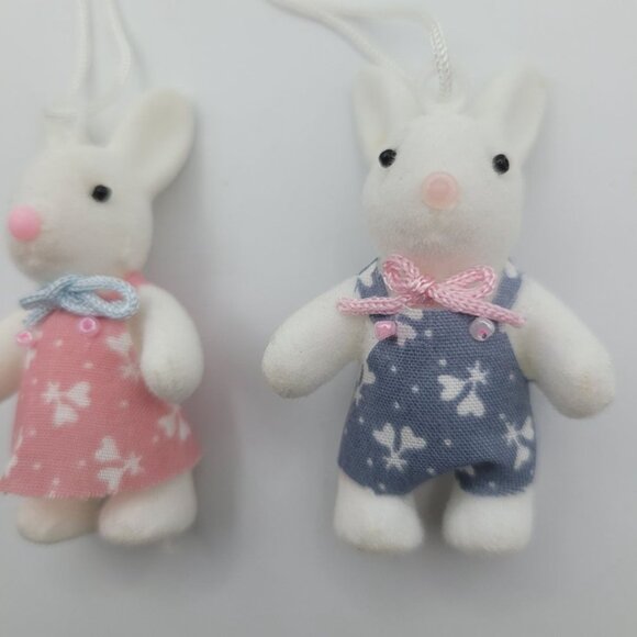 Handmade Bunny Easter Ornament Small Rabbit Felt 2.5 Inch Gender Reveal Pink Blu - Picture 4 of 7